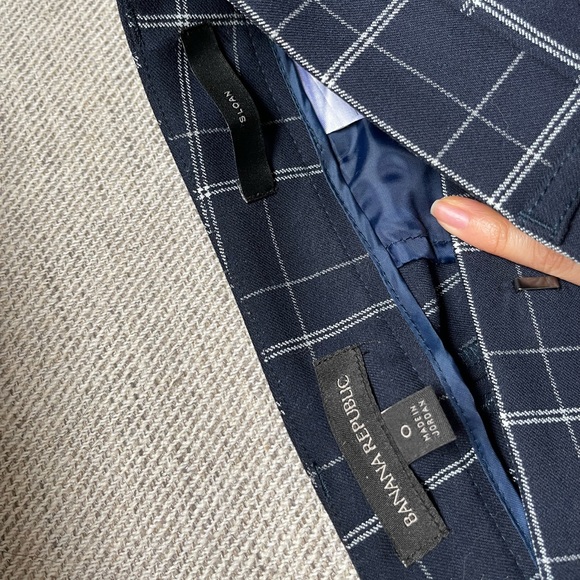 Banana Republic Sloan Pant Blue Plaid Size 0 Regular - Picture 2 of 4